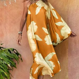 Robe Bohème Orange Asymétrique