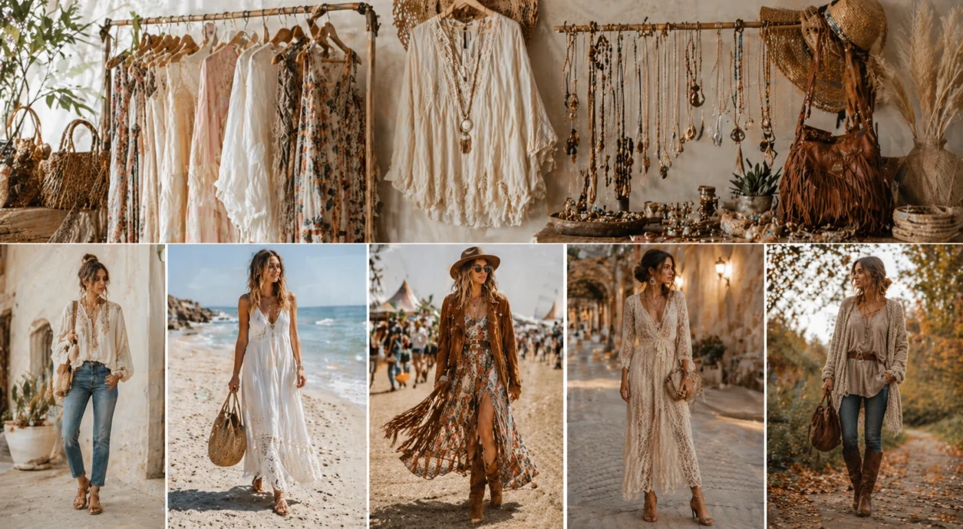 Boho Style richtig kombinieren mit Kleidern, Schmuck, Naturfarben und modernen Styling Tipps für Boho Outfits